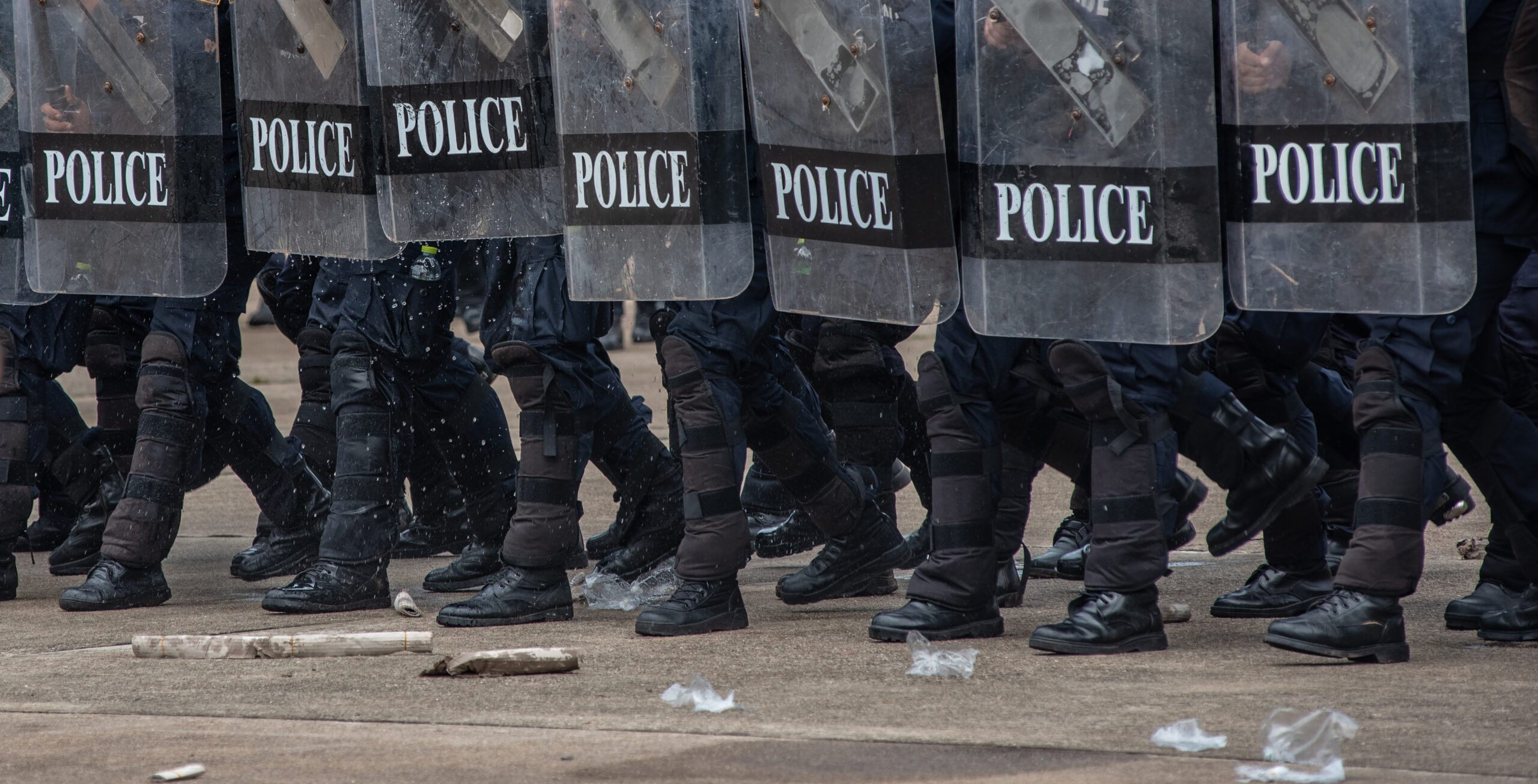 Riot police clashed with the protesters.